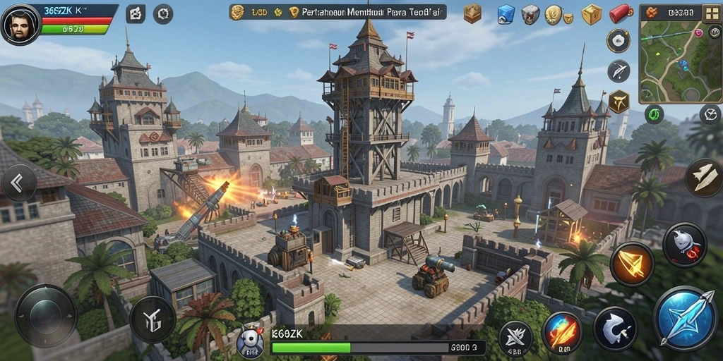 Tampilan gameplay menara pertahanan yang menegangkan di 369ZK.