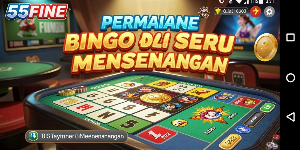 Tampilan gameplay seru di 55FIVE dengan kartu Bingo.