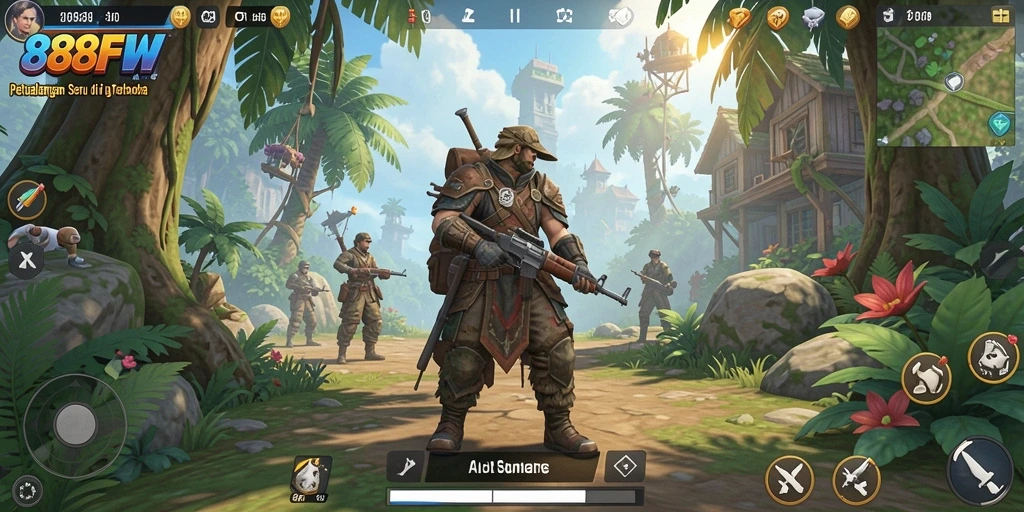 Tampilan gameplay yang menakjubkan dari 888FW dengan dunia terbuka.