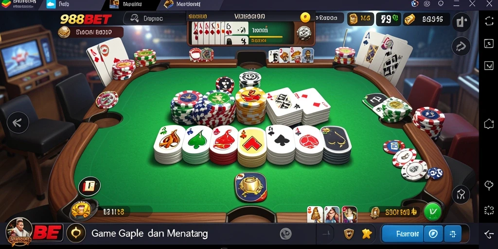 Tampilan gameplay Gaple di 988BET yang menarik dan interaktif.