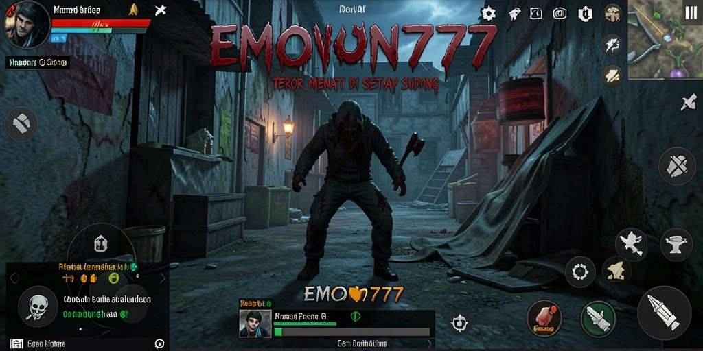 Gameplay menakutkan EMON777 dengan atmosfer horor yang mencekam.