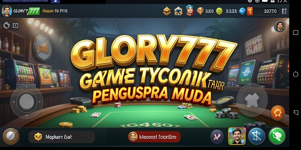 Screenshot gameplay GLORY777 menampilkan aktivitas pengelolaan bisnis yang seru.