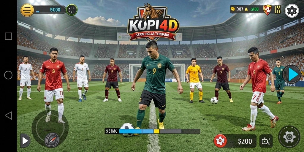 Tangkapan layar <strong>KOPI4D</strong> menampilkan aksi seru permainan sepak bola.