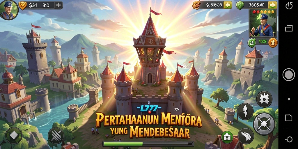 Tampilan menara pertahanan yang strategis dalam L777 saat menghalau musuh.