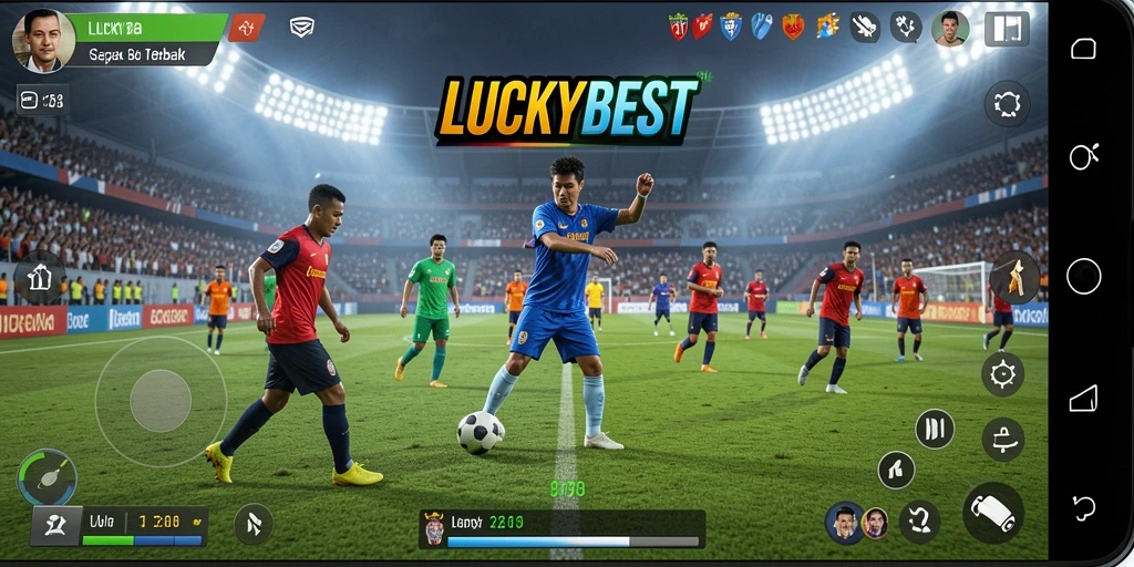 Tampilan gameplay sepak bola LUCKYBEST yang seru dan mendebarkan.