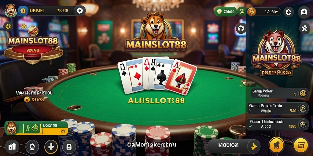 Tampilan gameplay seru di MAINSLOT88 dengan suasana Poker yang mendebarkan.