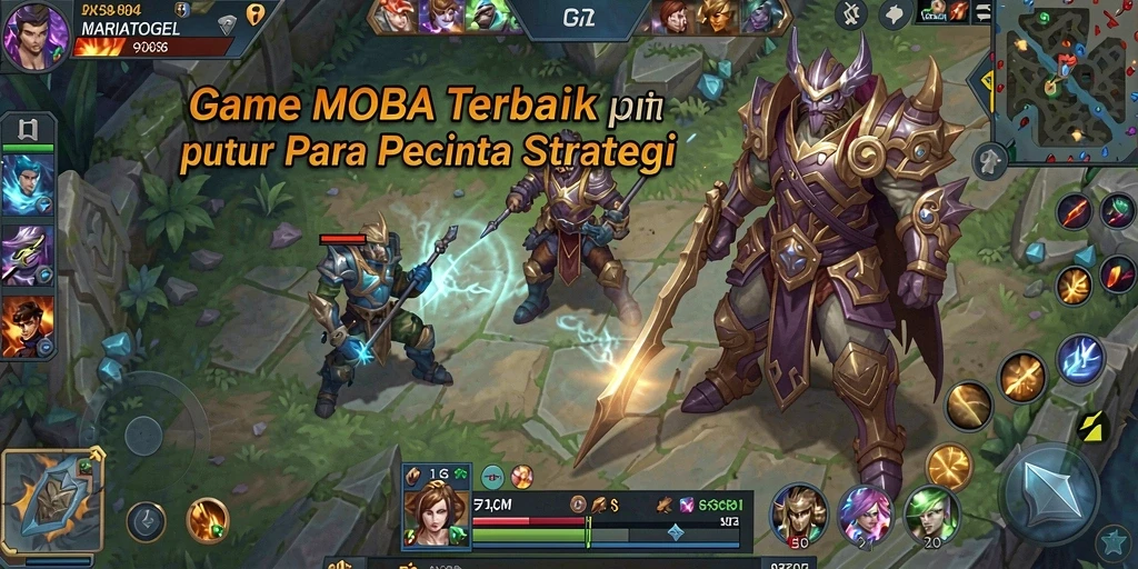 Tampilan dinamis dari pertempuran dalam game MOBA.