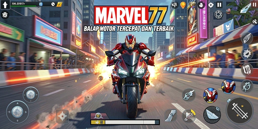 Screenshot utama MARVEL77 menampilkan aksi balap motor yang mendebarkan.