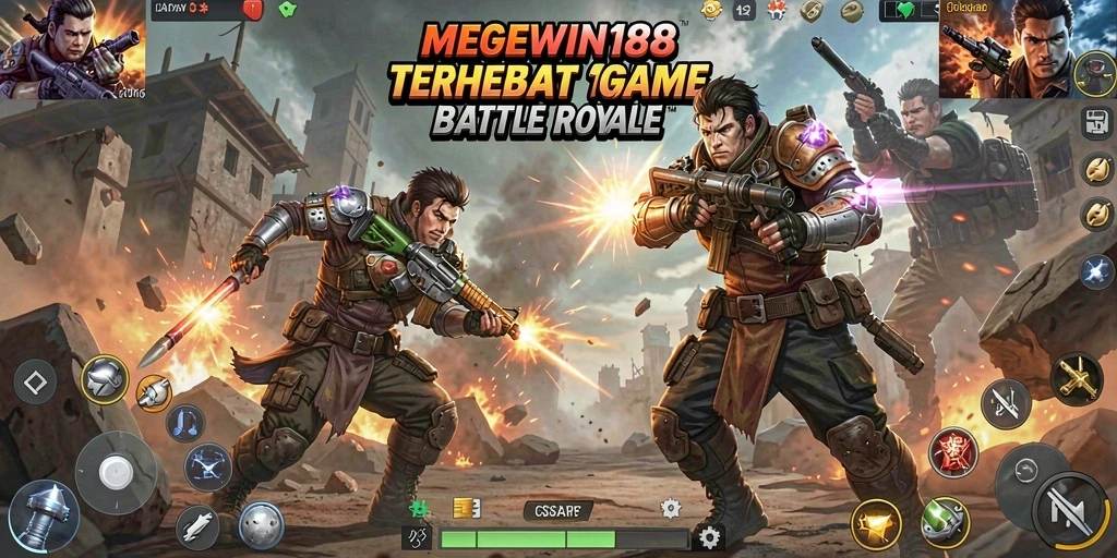 Tangkapan layar gameplay MEGEWIN188 yang menampilkan aksi pertempuran Battle Royale.