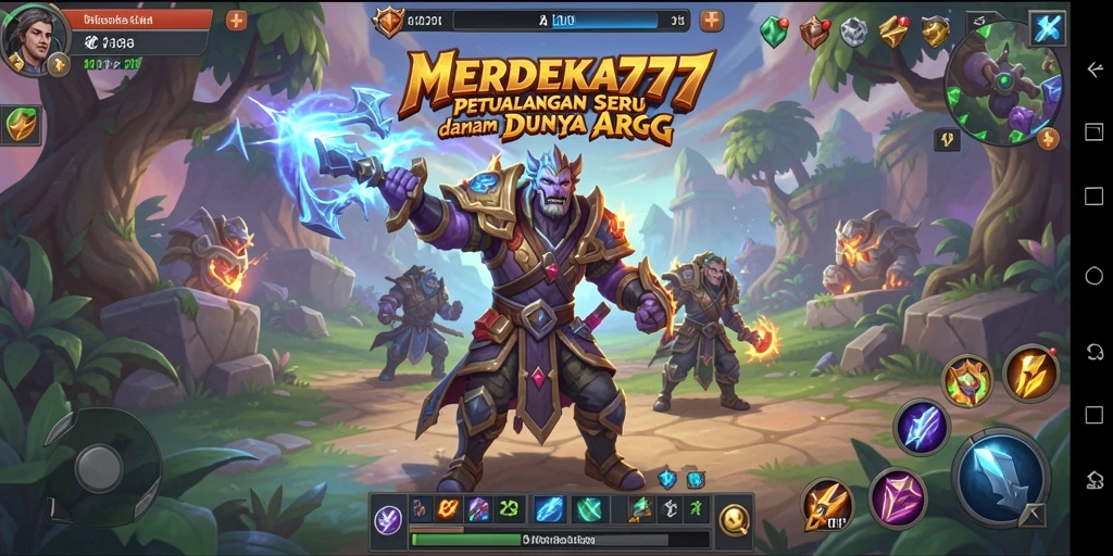 Screenshot gameplay MERDEKA777 dengan pertarungan epik dan karakter yang menawan.