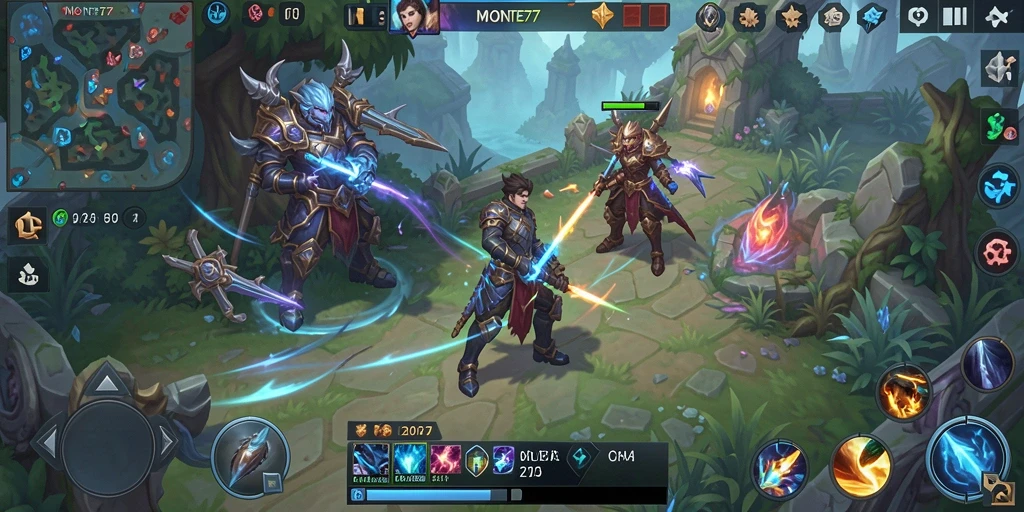 Screenshot utama gameplay MOBA MONTE77 yang mendebarkan.