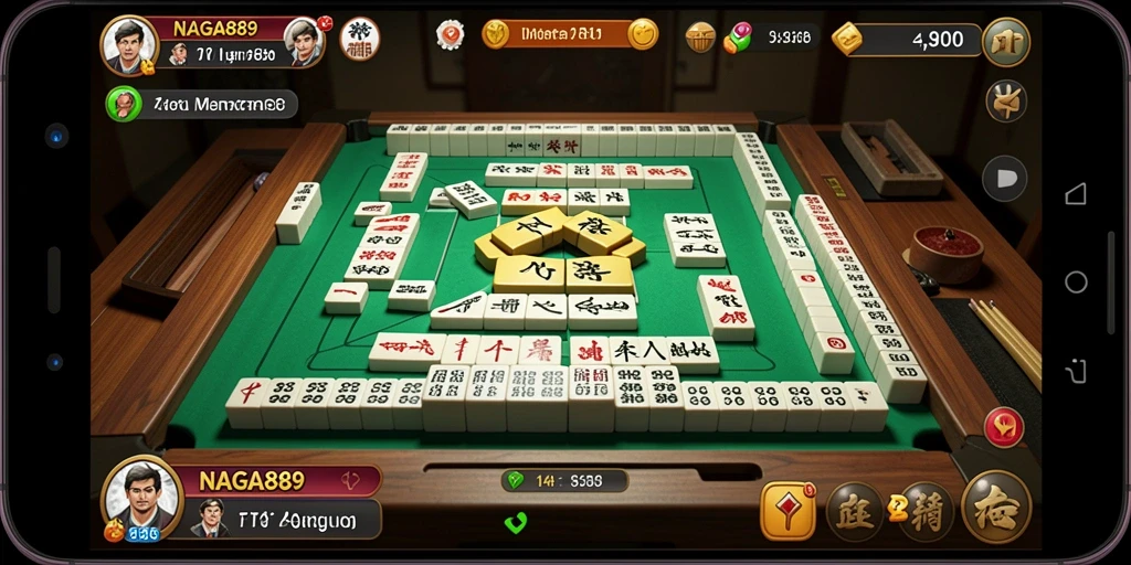 Screenshot NAGA889 menampilkan permainan Mahjong yang seru dan strategis.