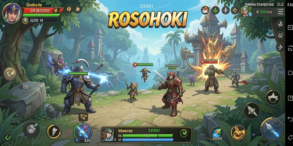 Screenshot utama ROSOHOKI menampilkan desain gameplay strategi yang mendalam.