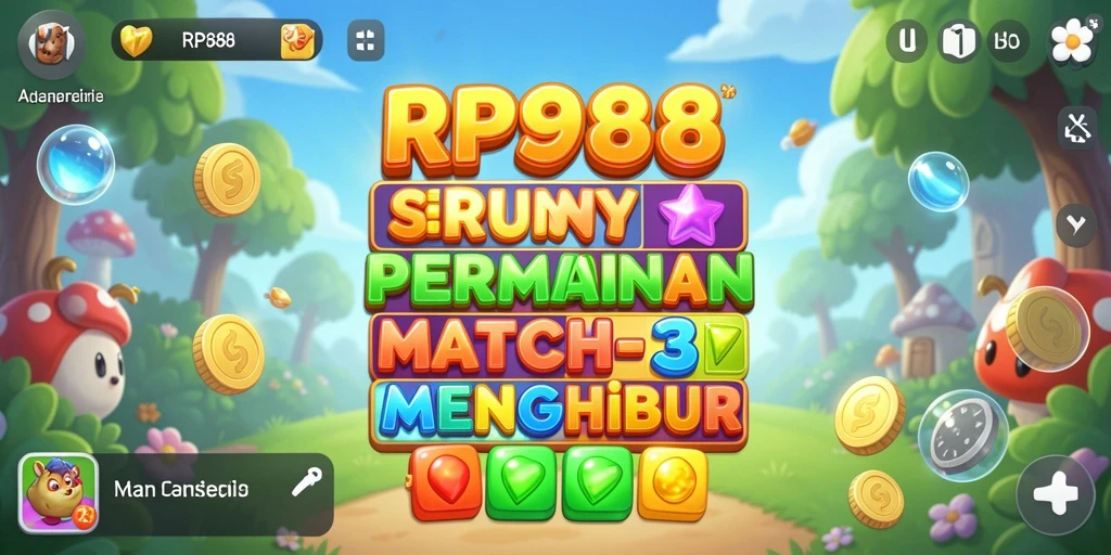 Gameplay menarik dari RP888 dengan papan Match-3 yang cerah.