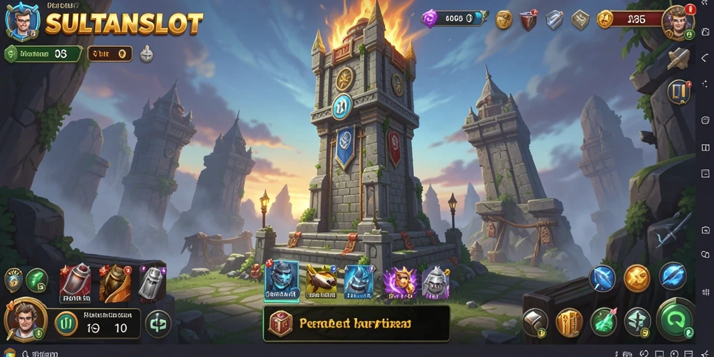 Screenshot gameplay SULTANSLOT yang menunjukkan pertempuran Tower Defense seru.