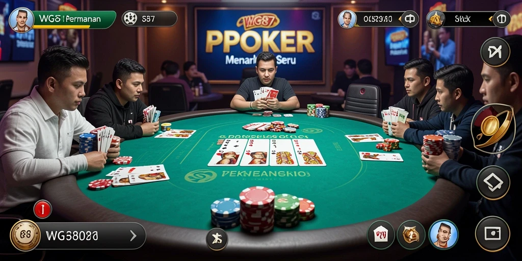 Tampilan gameplay Poker yang menarik dan interaktif di WG87.